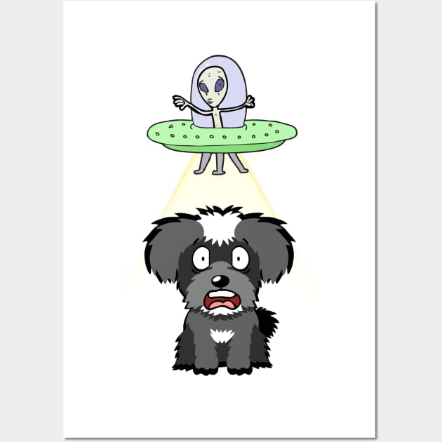 Funny miniature schnauzer is being abducted by aliens Wall Art by Pet Station